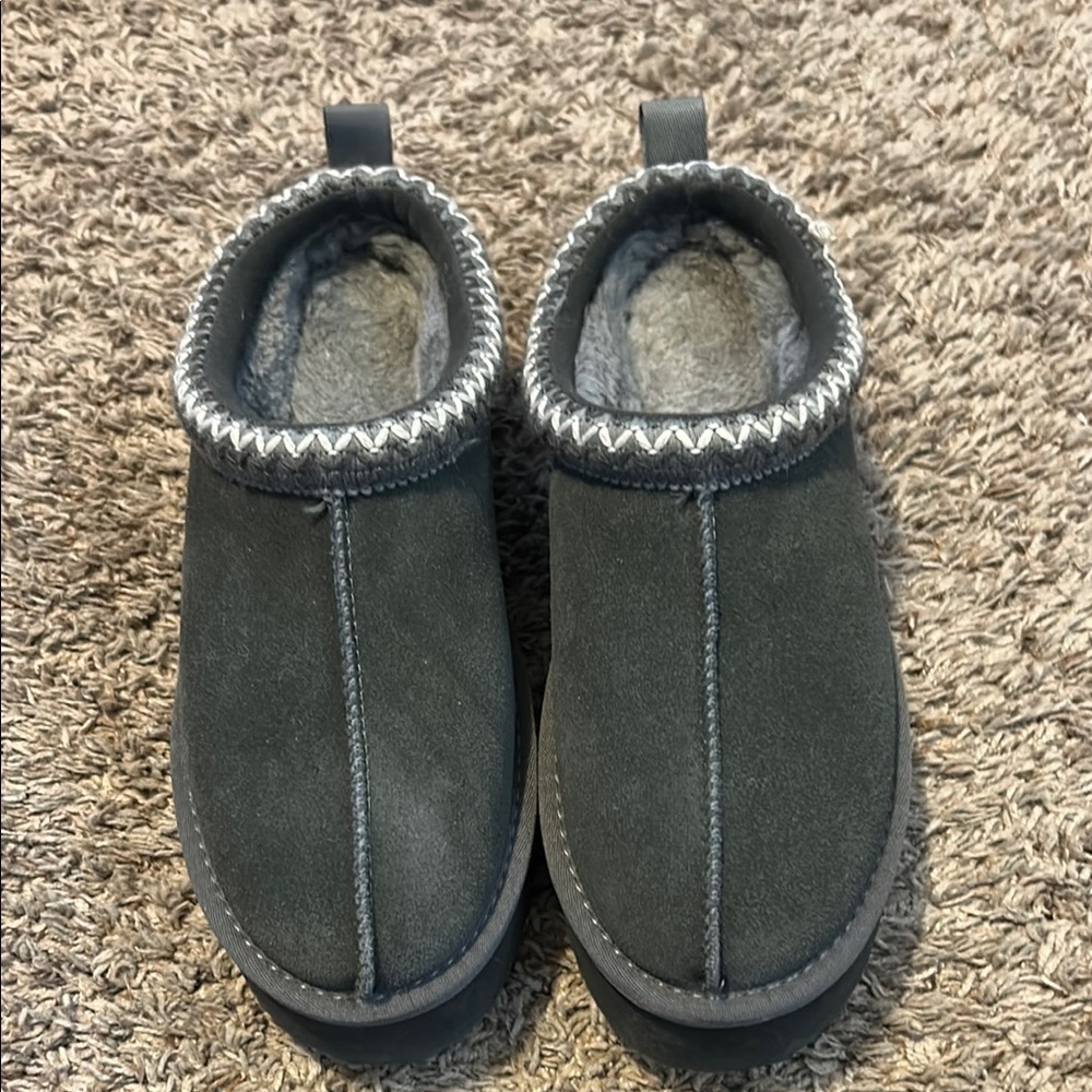 Black Mules with Gray Trim